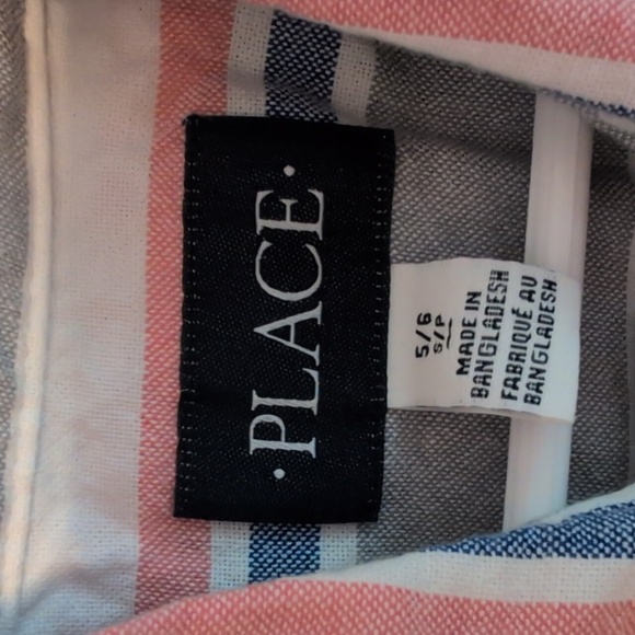 Children's Place Striped Boys Button Down Shirt -  Size 5/6 - Picture 3 of 5